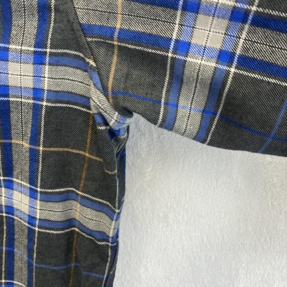 Eddie Bauer Relaxed Fit Flannel Shirt Mens Large Blue Gray Plaid Button Up Cabin - Picture 10 of 15